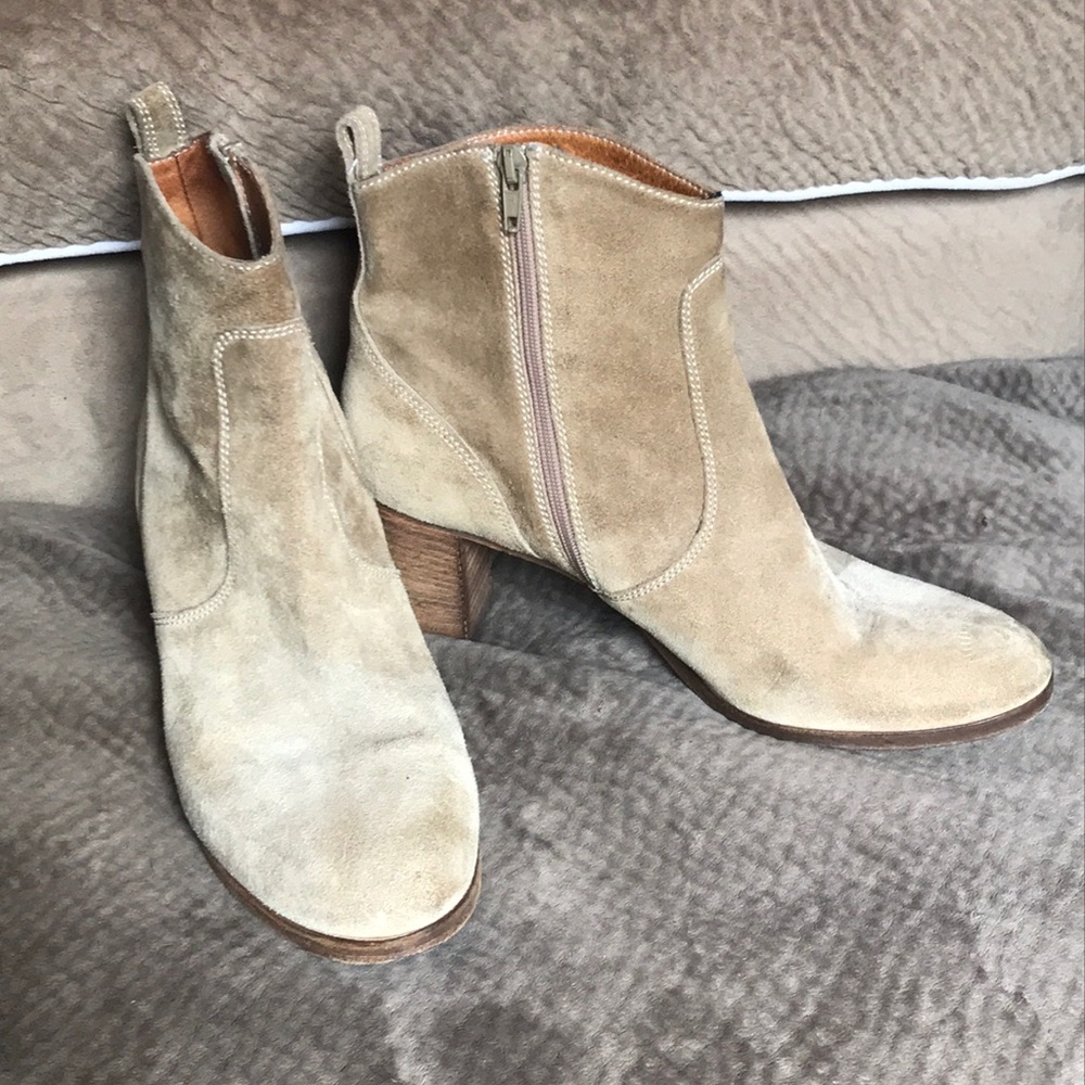 J Crew Natural Factory Quinn Suede Ankle Booties